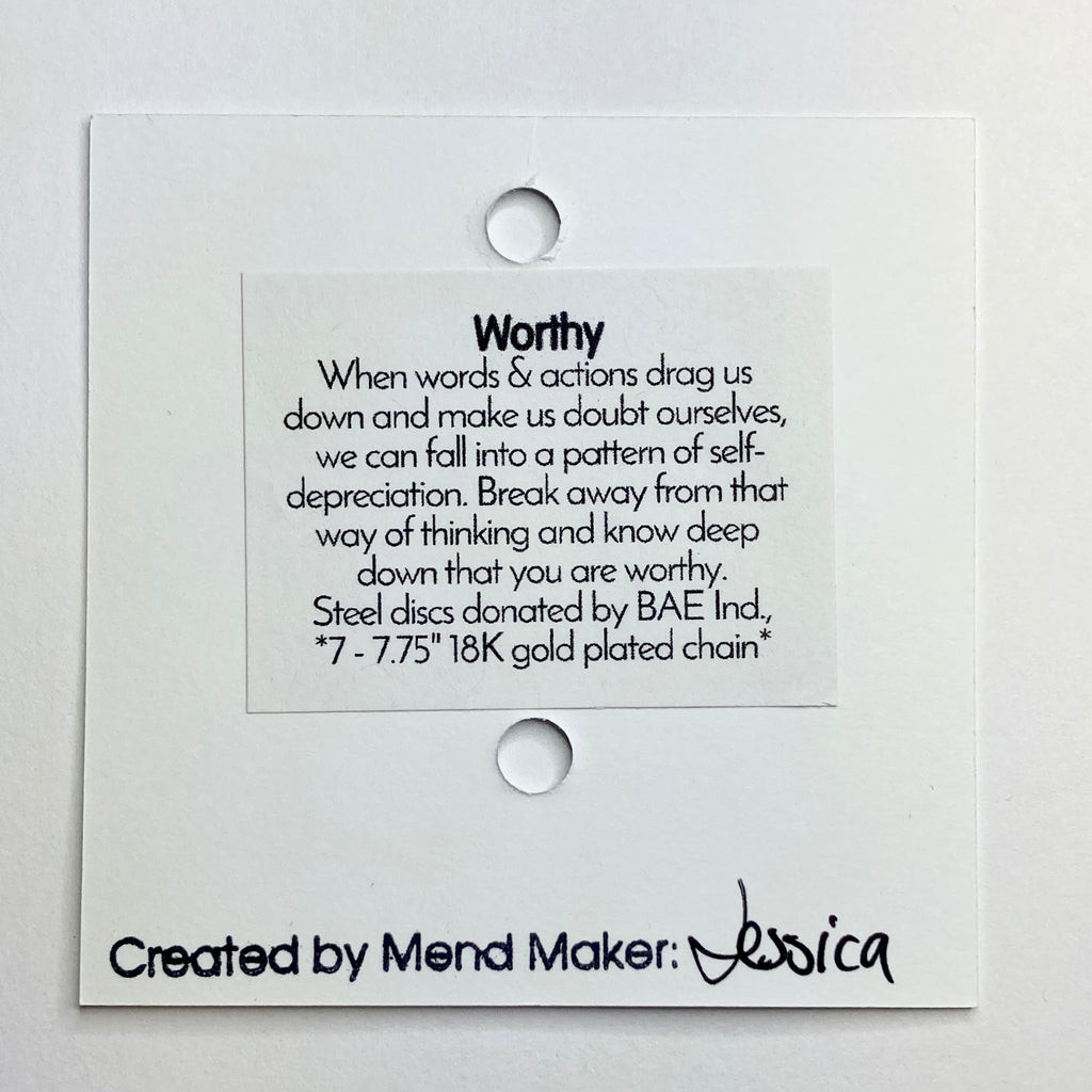 Worthy Charm Bracelet | Repurposed Steel Auto Parts | Adjustable 18K Gold Plated Chain