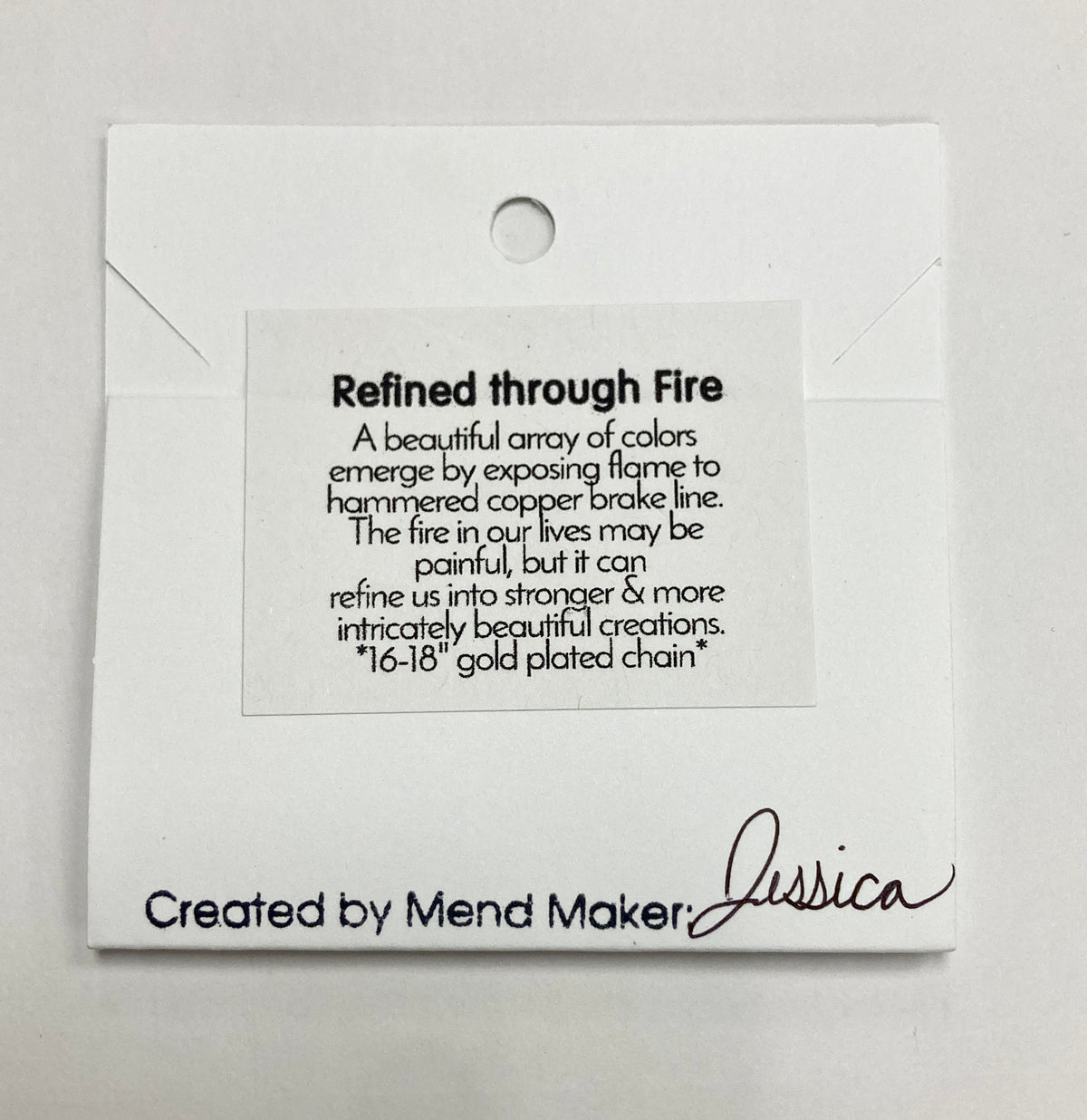 Refined Through Fire Necklace | Repurposed Automotive Copper Brake Line | Gold Plated Chain