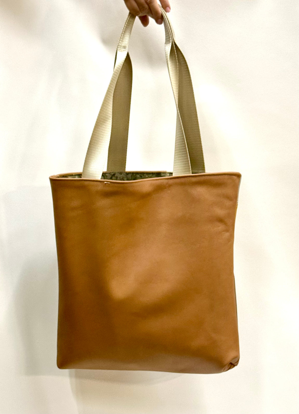 Patchwork Tote | Large Upcycled Auto Leather & Fabric | One of a Kind | Cream, Brown, Spice & Mustard Yellow Leopard Print