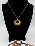 Glow Necklace | Repurposed Brass Washer & Fire Patina Copper Shim | Adjustable Gold Plated Necklace