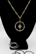 Energy Necklace | Powertrain Shim & Salvaged Steel Auto Part | 18K Gold Plated Paperclip Chain