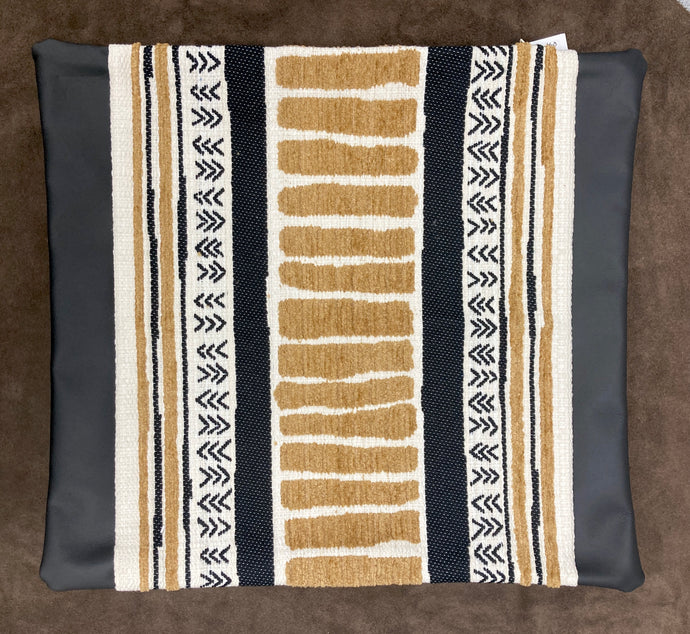 Pillow Cover - Black Leather & Upholstery - One of a Kind!