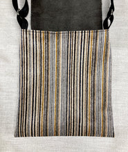 Load image into Gallery viewer, Waypoint Crossbody Ecru, Yellow &amp; Gray Striped Velvet with Gray Leather - One of a Kind!