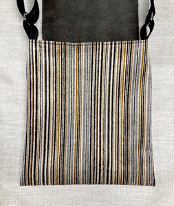 Waypoint Crossbody Ecru, Yellow & Gray Striped Velvet with Gray Leather - One of a Kind!