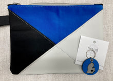 Load image into Gallery viewer, Crosswalk Leather and Fabric Wristlet - One of a Kind - Honolulu Blue &amp; Silver Gray Leather