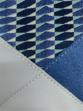 Load image into Gallery viewer, Crosswalk Leather and Fabric Wristlet - One of a Kind - Denim Blue Suede &amp; Silver Gray Leather