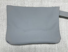 Load image into Gallery viewer, Crosswalk Leather and Fabric Wristlet - One of a Kind - Denim Blue Suede &amp; Silver Gray Leather