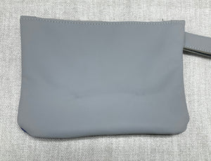 Crosswalk Leather and Fabric Wristlet - One of a Kind - Denim Blue Suede & Silver Gray Leather