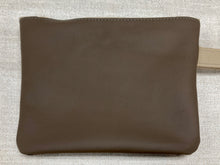 Load image into Gallery viewer, Leather and Fabric Zippered Wristlet One of a Kind &quot;Crosswalk&quot; Tan, Brown, Olive Green