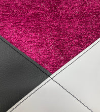 Load image into Gallery viewer, Leather and Fabric Zippered Wristlet One of a Kind &quot;Crosswalk&quot; Magenta Black White