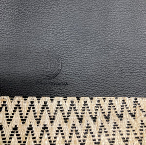 geometric black leather crossbody close up