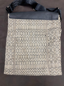 natural Black geometric design crossbody bag back view