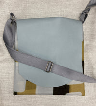 Load image into Gallery viewer, Crossbody Purse Abstract Tan &amp; Brown Sky Blue Leather &quot;Waypoint&quot; One of a Kind