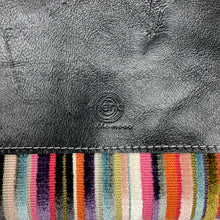 Load image into Gallery viewer, Crossbody Purse Multicolor Stripe &amp; Black Leather &quot;Waypoint&quot; One of a Kind