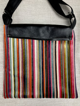 Load image into Gallery viewer, Crossbody Purse Multicolor Stripe &amp; Black Leather &quot;Waypoint&quot; One of a Kind