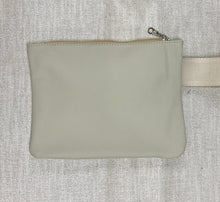 Load image into Gallery viewer, Leather and Fabric Zippered Wristlet &quot;Crosswalk&quot; One of a Kind - Green Embroidered Floral