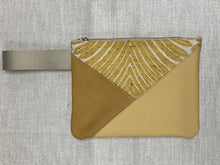 Load image into Gallery viewer, Leather and Fabric Zippered Wristlet &quot;Crosswalk&quot; One of a Kind - Mustard Yellow Animal Print