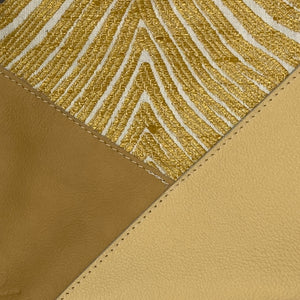 Leather and Fabric Zippered Wristlet "Crosswalk" One of a Kind - Mustard Yellow Animal Print