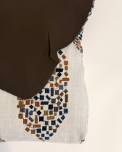 Load image into Gallery viewer, Waypoint | One of a Kind Upcycled Leather &amp; Fabric Crossbody Purse | Beige, Rust, Navy &amp; Dark Brown Abstract