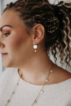 Free Earrings | Freshwater Pearl & Repurposed Steel Automotive Parts | Gold Plated Ear Wire