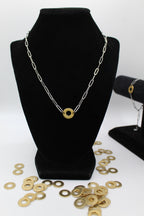A Courageous Voice Necklace | Repurposed Automotive Brass Washer & Stainless Steel Paperclip Chain