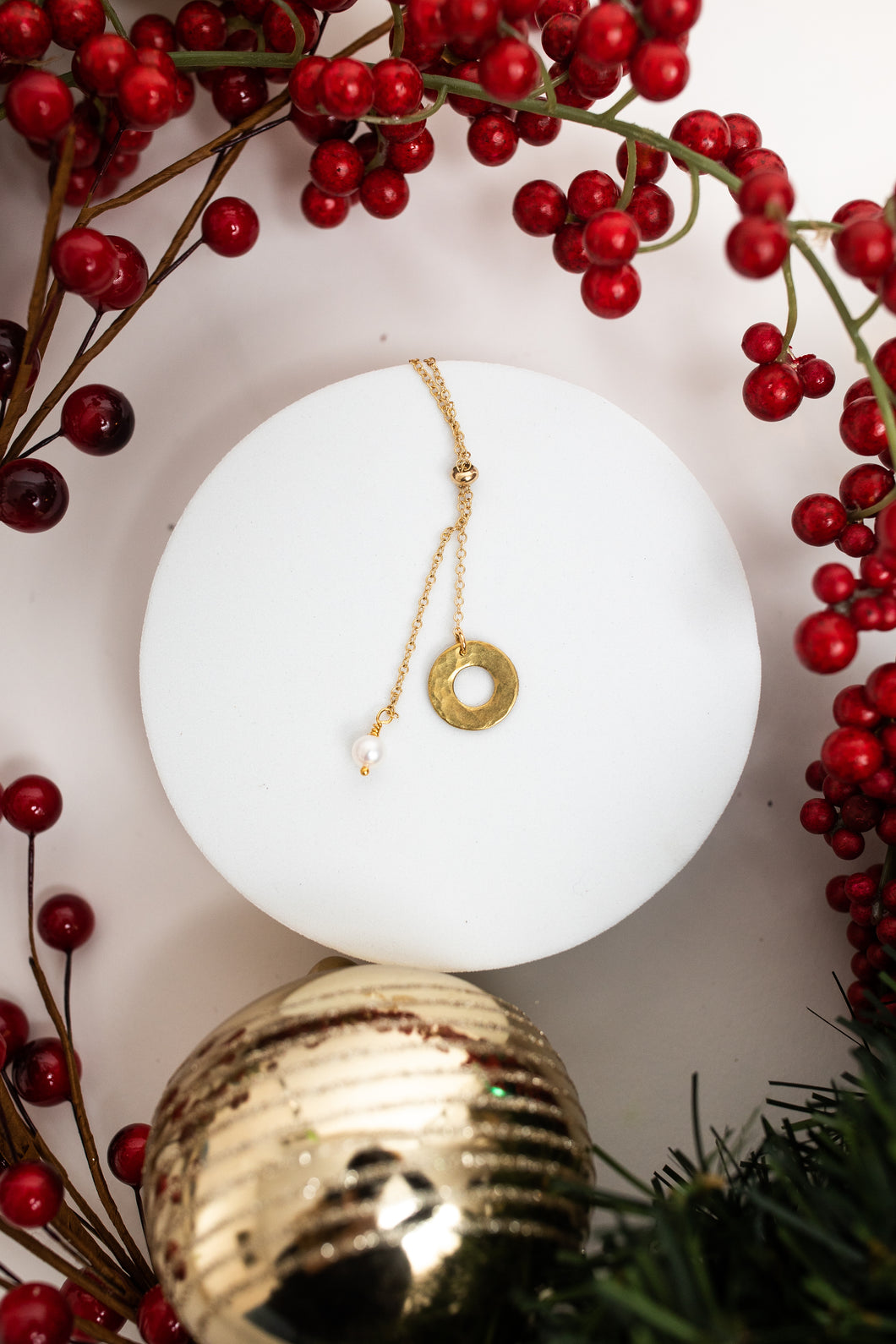 Promise Gold Plated Lariat Necklace with Pearl