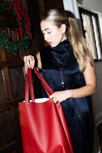 Load image into Gallery viewer, Holiday Red Gather Vinyl Market Bag