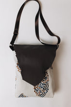 Load image into Gallery viewer, Waypoint | One of a Kind Upcycled Leather &amp; Fabric Crossbody Purse | Beige, Rust, Navy &amp; Dark Brown Abstract