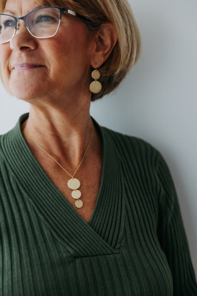 Enlight Necklace | Upcycled Steel Auto Parts | Gold Leaf | Adjustable Gold Plated Chain