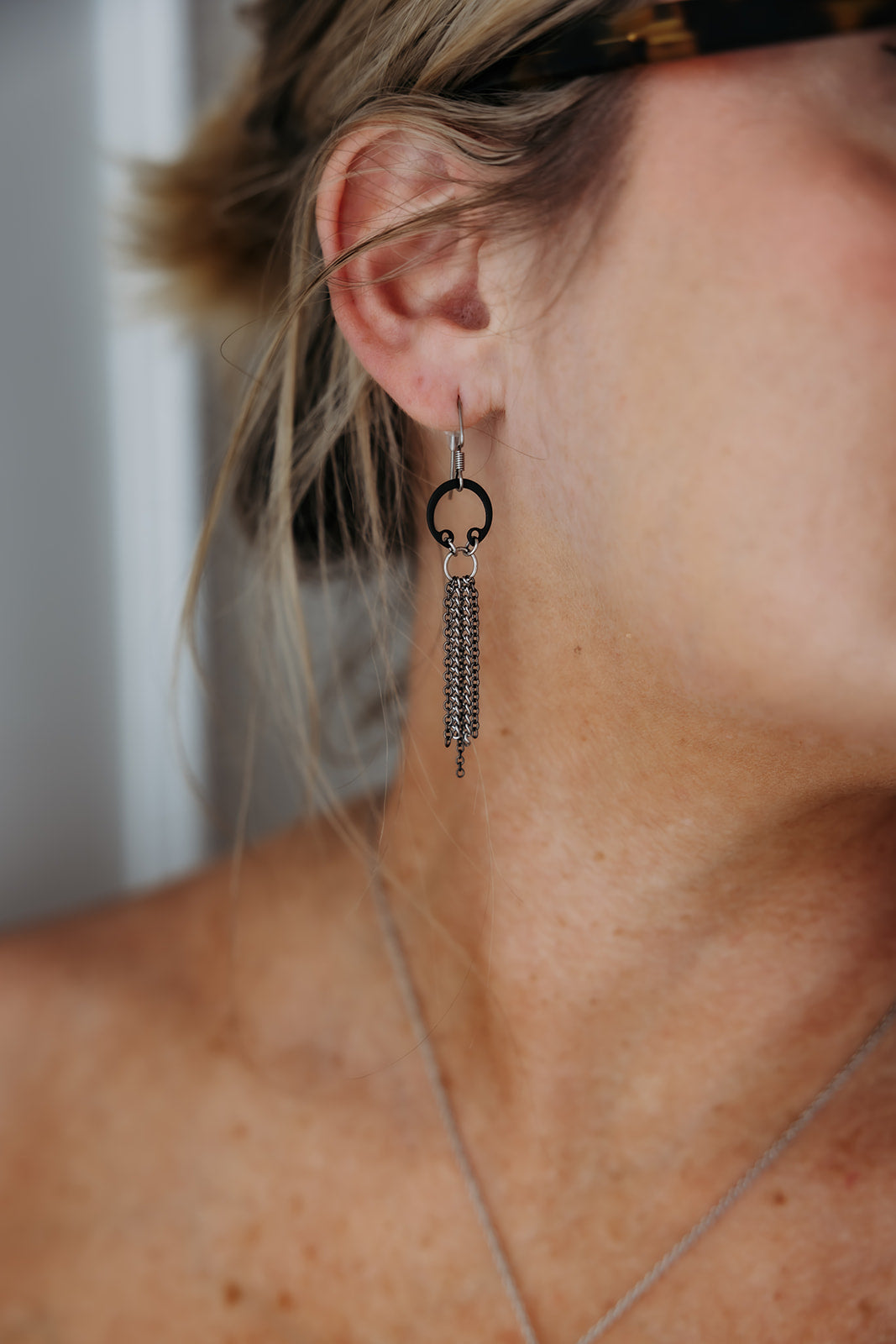 Rainfall Earrings | Repurposed Auto Retaining Rings | Stainless Steel Ear Wire