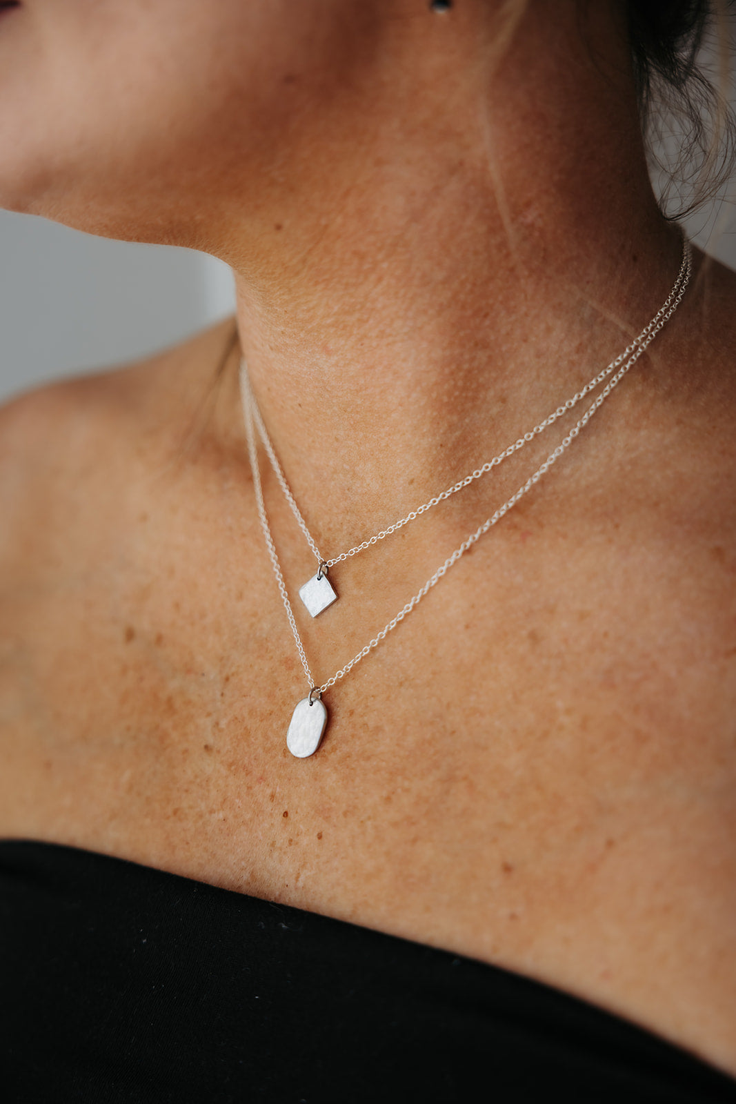 Layers Necklace | Salvaged Steel Auto Part | Sterling Silver Two-Strand Chain