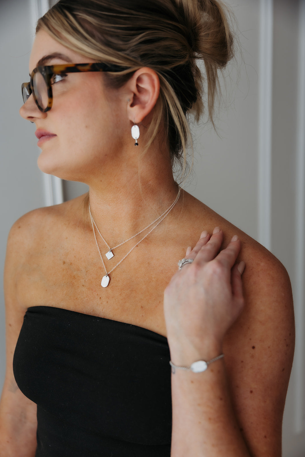 Layers Necklace | Salvaged Steel Auto Part | Sterling Silver Two-Strand Chain