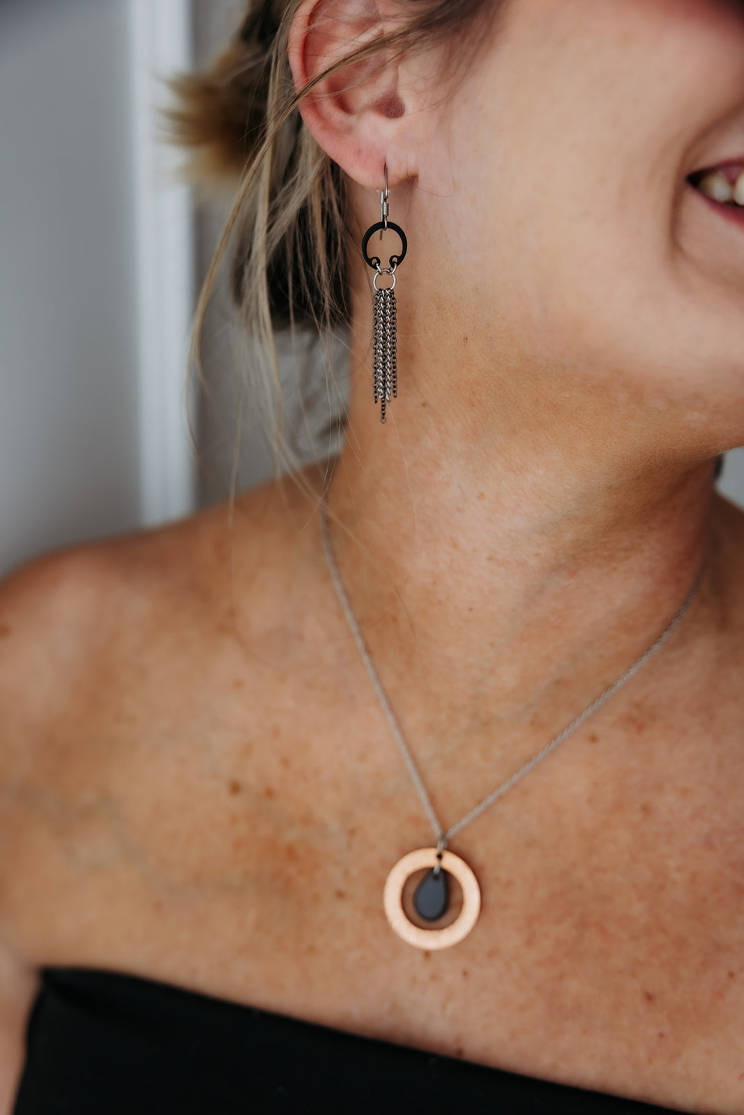 Rainfall Earrings | Repurposed Auto Retaining Rings | Stainless Steel Ear Wire