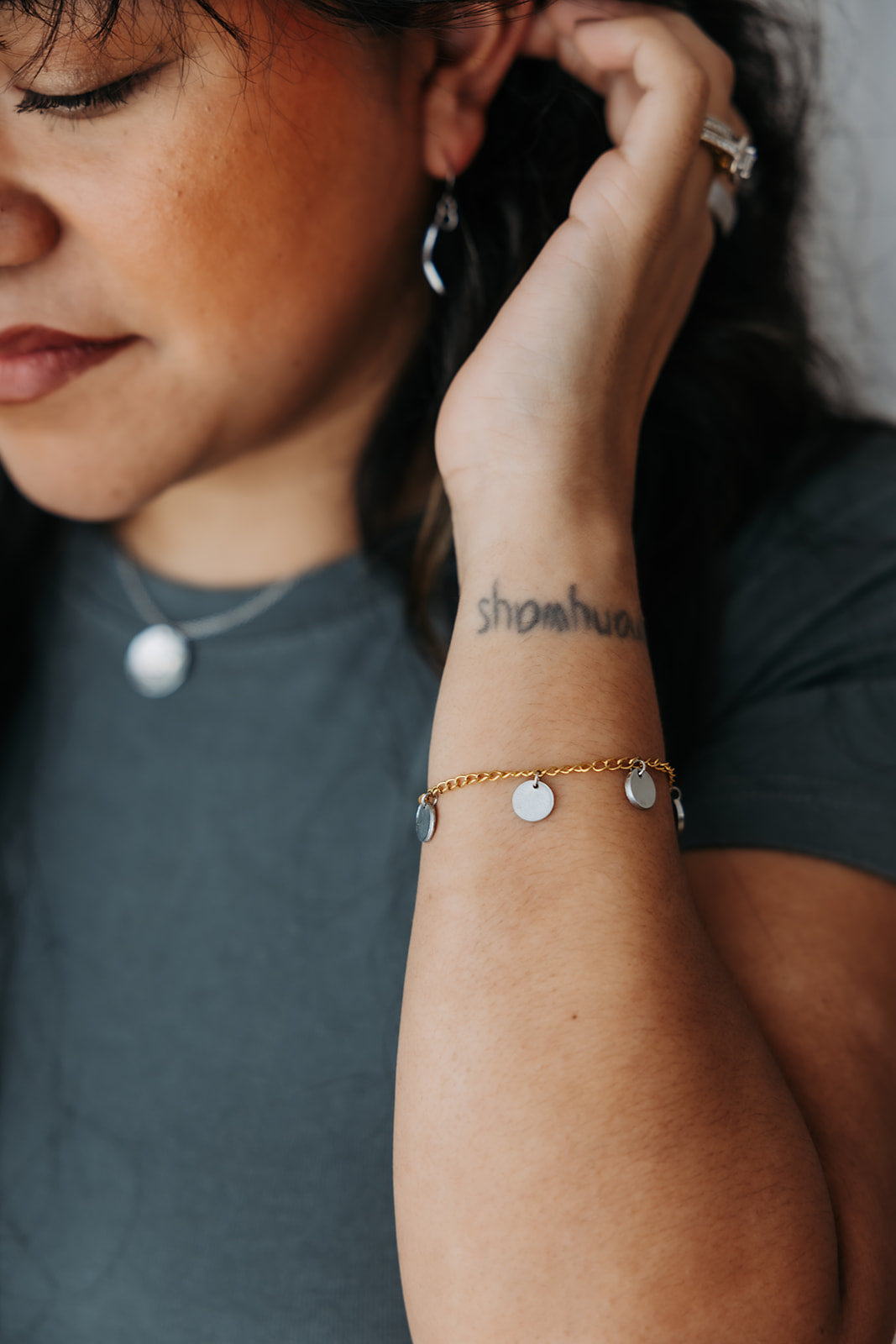 Worthy Charm Bracelet | Repurposed Steel Auto Parts | Adjustable 18K Gold Plated Chain