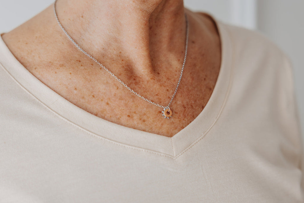 Shine Necklace | Salvaged Copper & Steel Auto Parts | Adjustable Stainless Steel Chain