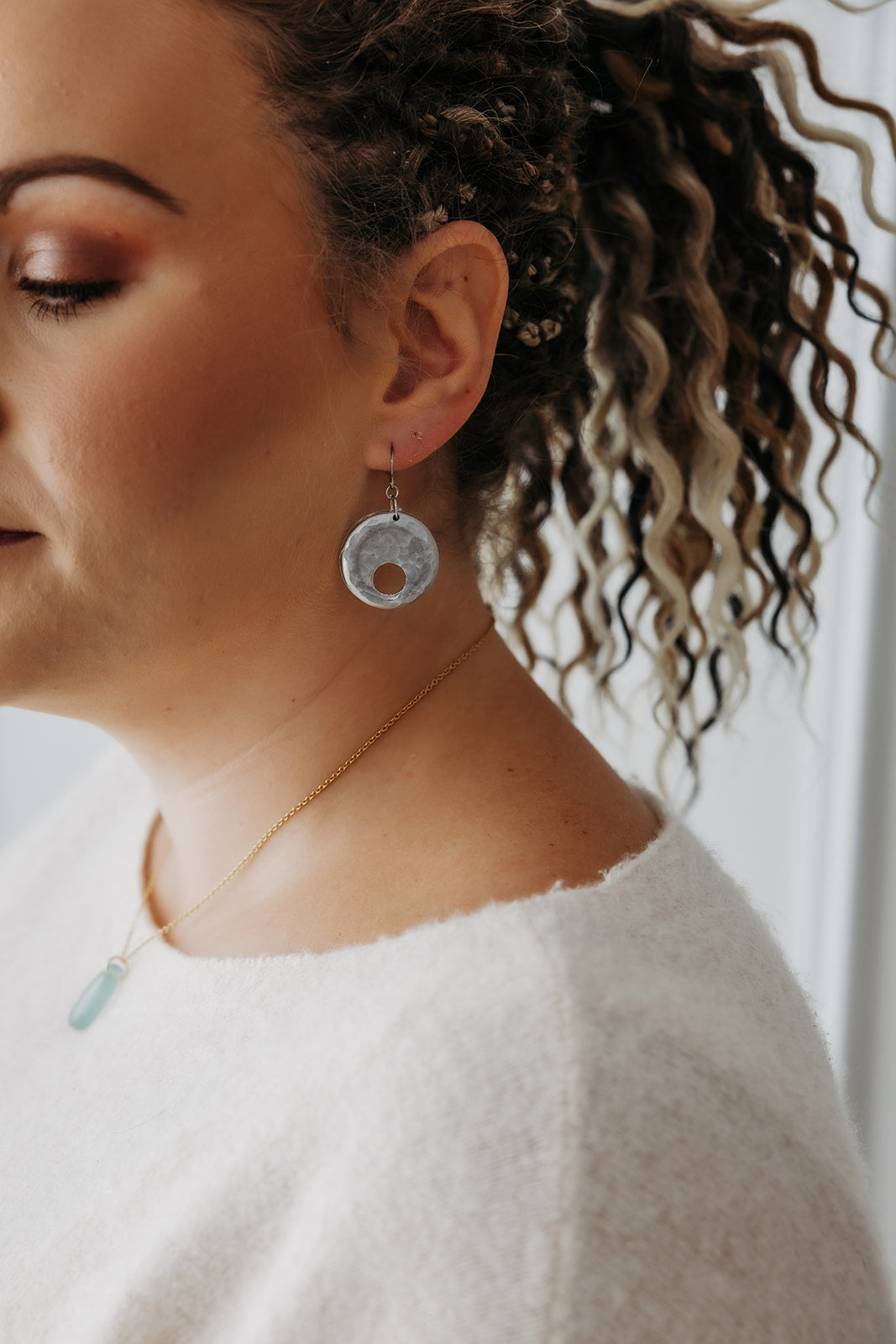Reclaimed Earrings | Repurposed Aluminum Automotive Parts | Stainless Steel Ear Wire