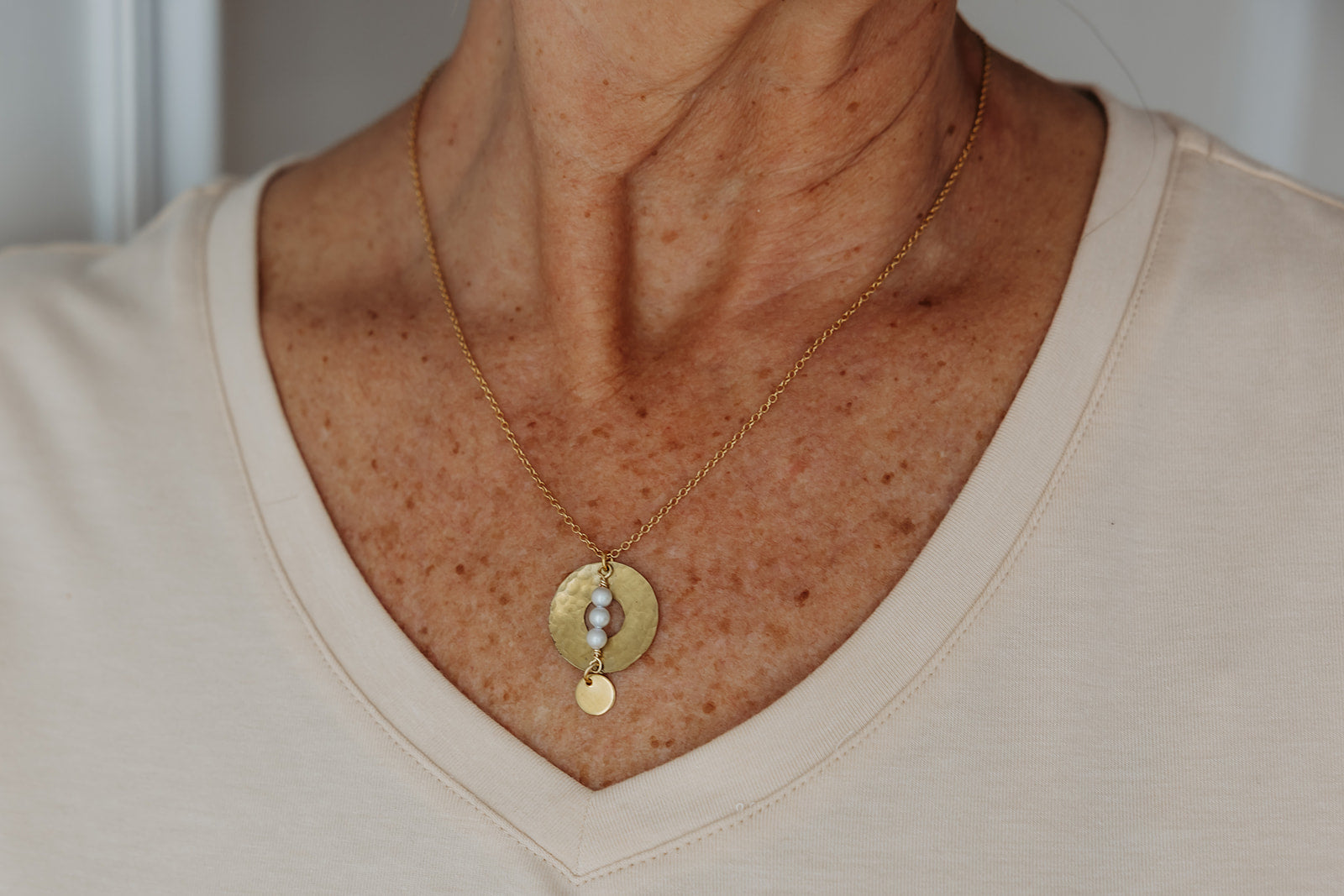 Inner Compass Necklace | Upcycled Brass Automotive Parts | Adjustable Gold Plated Chain