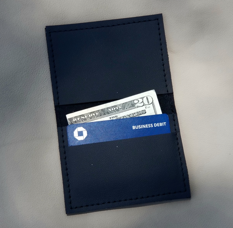 Minimalist Wallet | Repurposed Automotive Leather | Card Pockets | Black, Gray