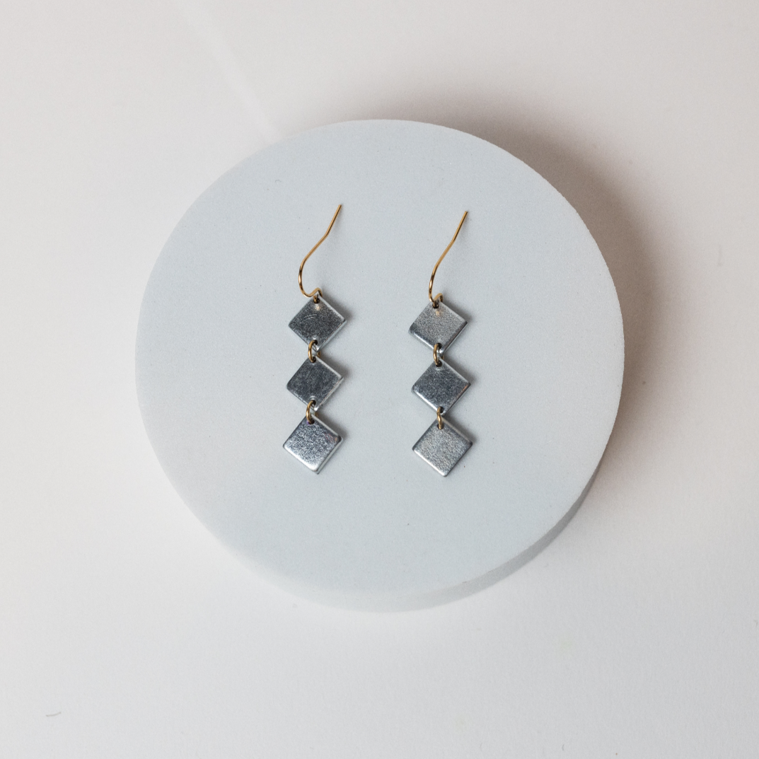 Connections Earrings | Repurposed Auto Parts | Stainless Steel | Gold Plated Ear Wire