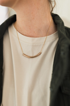 Bent Not Broken Necklace | Repurposed Automotive Copper Brake Line | Gold Plated Chain