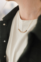 Bent Not Broken Necklace | Repurposed Automotive Copper Brake Line | Gold Plated Chain