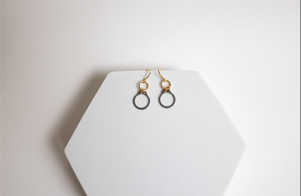 How Sweet It Is Earrings | Repurposed Stainless Steel Auto Retaining Ring | Gold Plated Ear Wire