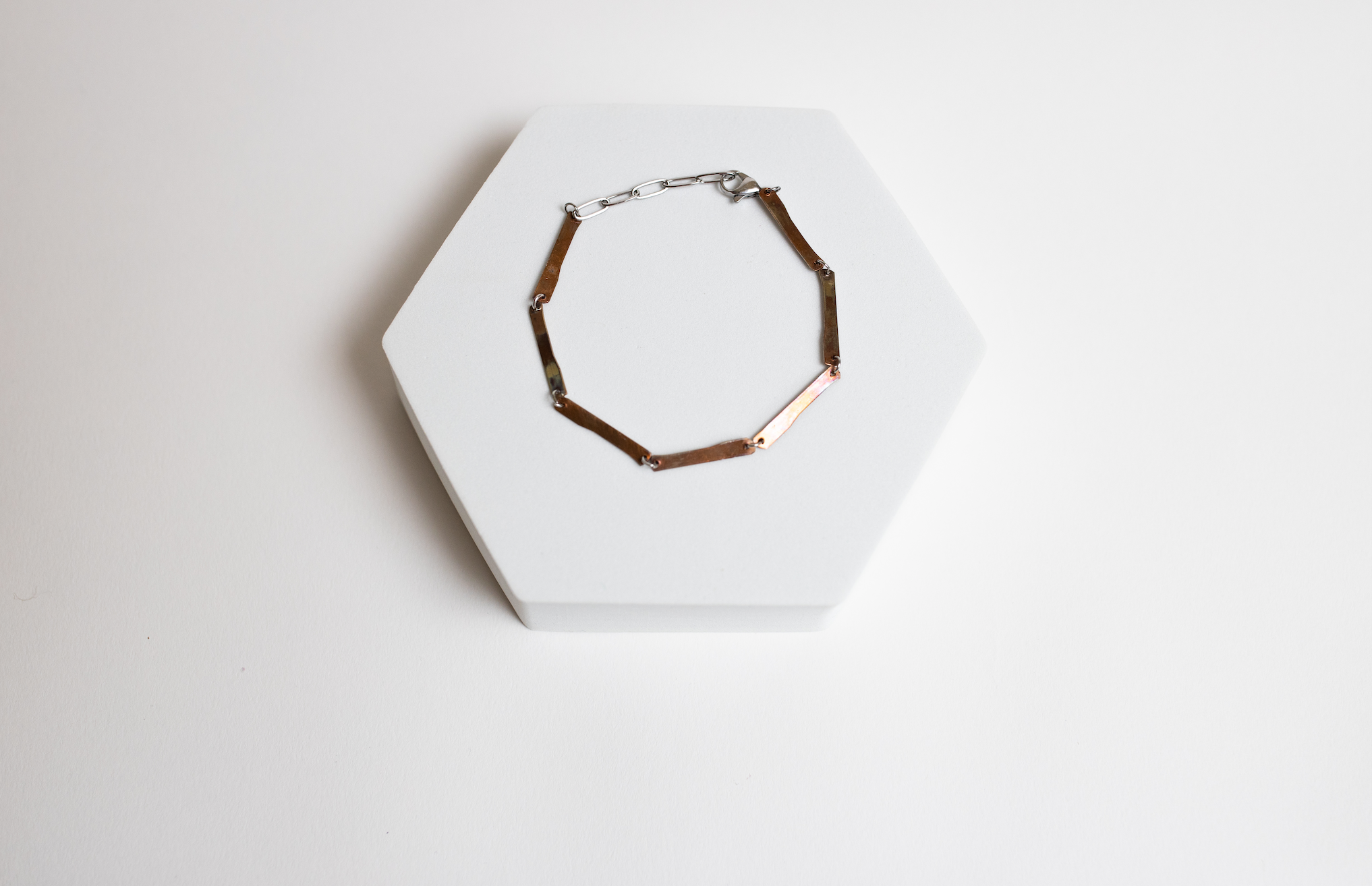 Midnight Train Adjustable Bracelet | Upcycled Automotive Copper & Stainless Steel Paperclip Chain
