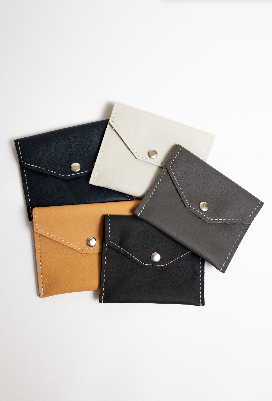 Purpose Pouch | Repurposed Automotive Leather Snap Card Holder | Coin Purse | Various Colors