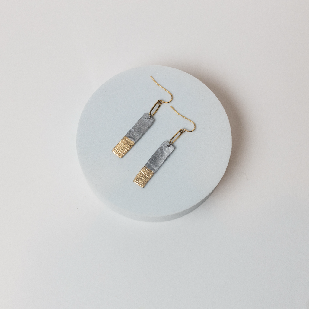 The Light Ahead Earrings | Repurposed Automotive Aluminum | Gold Leaf | Gold Plated Ear Wire