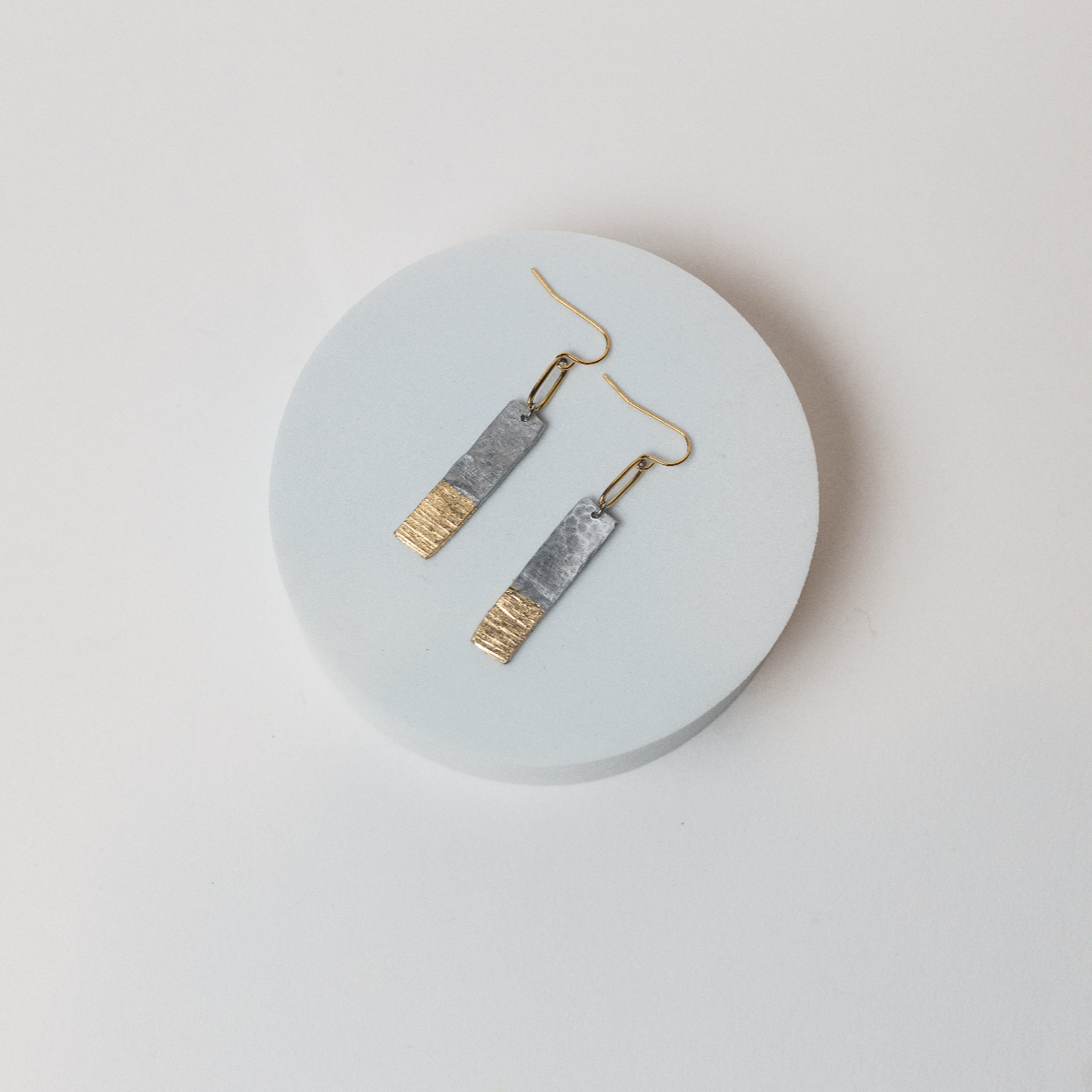 The Light Ahead Earrings | Repurposed Automotive Aluminum | Gold Leaf | Gold Plated Ear Wire