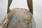 Patchwork Tote | Large Upcycled Auto Leather & Fabric | One of a Kind | Beige Velvet Swirl