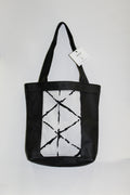 Patchwork Tote | Large Upcycled Auto Leather & Fabric | One of a Kind | Black & White