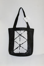 Patchwork Tote | Large Upcycled Auto Leather & Fabric | One of a Kind | Black & White