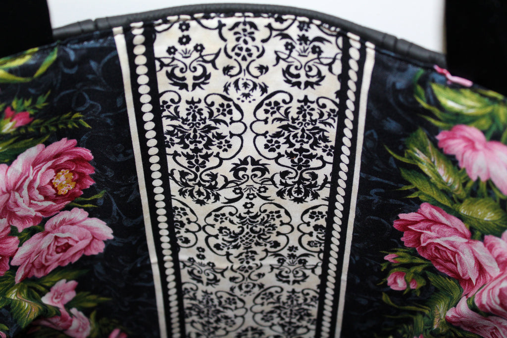 Patchwork Tote | Large Upcycled Auto Leather & Fabric | One of a Kind | Black & White